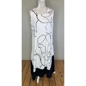 NEW Truth & Style Sleeveless Patterned Midi Dress Petite Medium MP White Black
